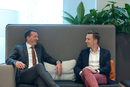 Fred Toussaint, director of Group Income Insurance (left) and Innovation Manager Jelle Jansons.